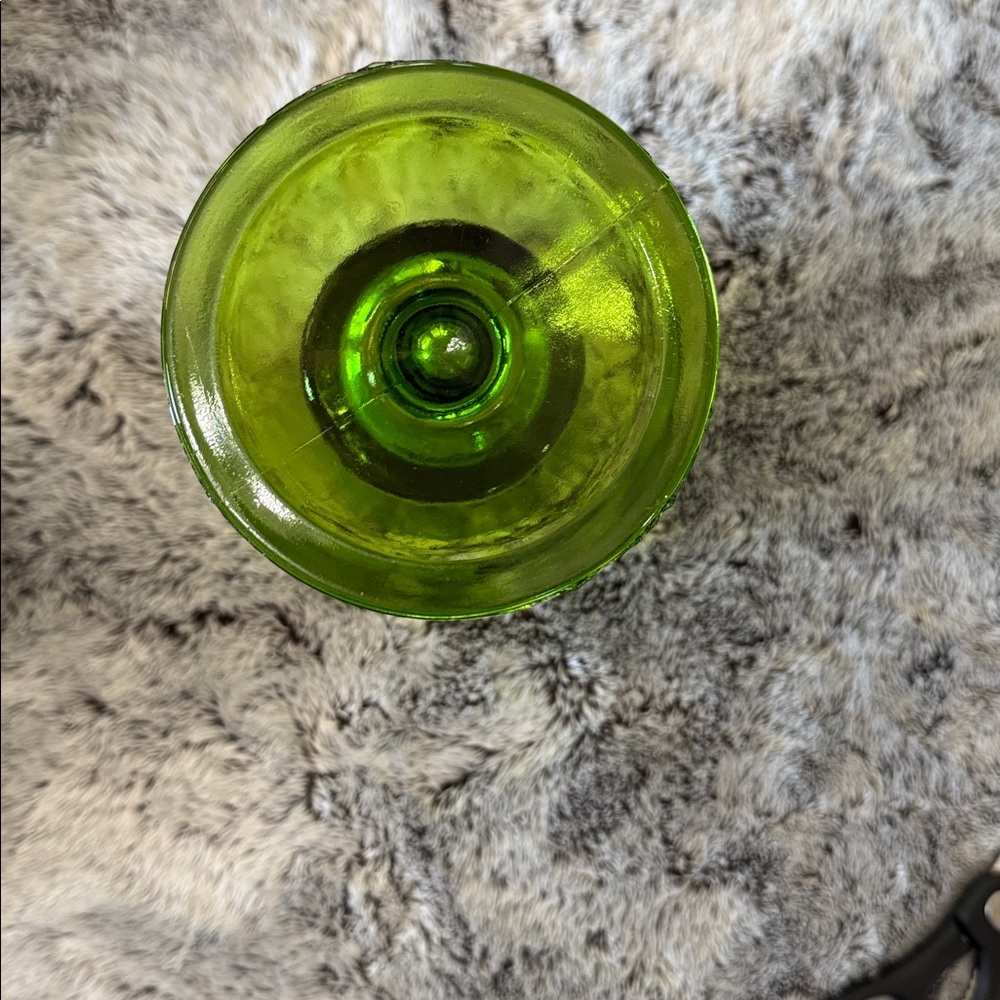 Vintage Indiana Glass Green Glass Footed Vase Colony Harvest Pattern Tall - Picture 5 of 12